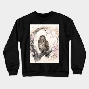 Owl Among Cherry Blossoms Crewneck Sweatshirt